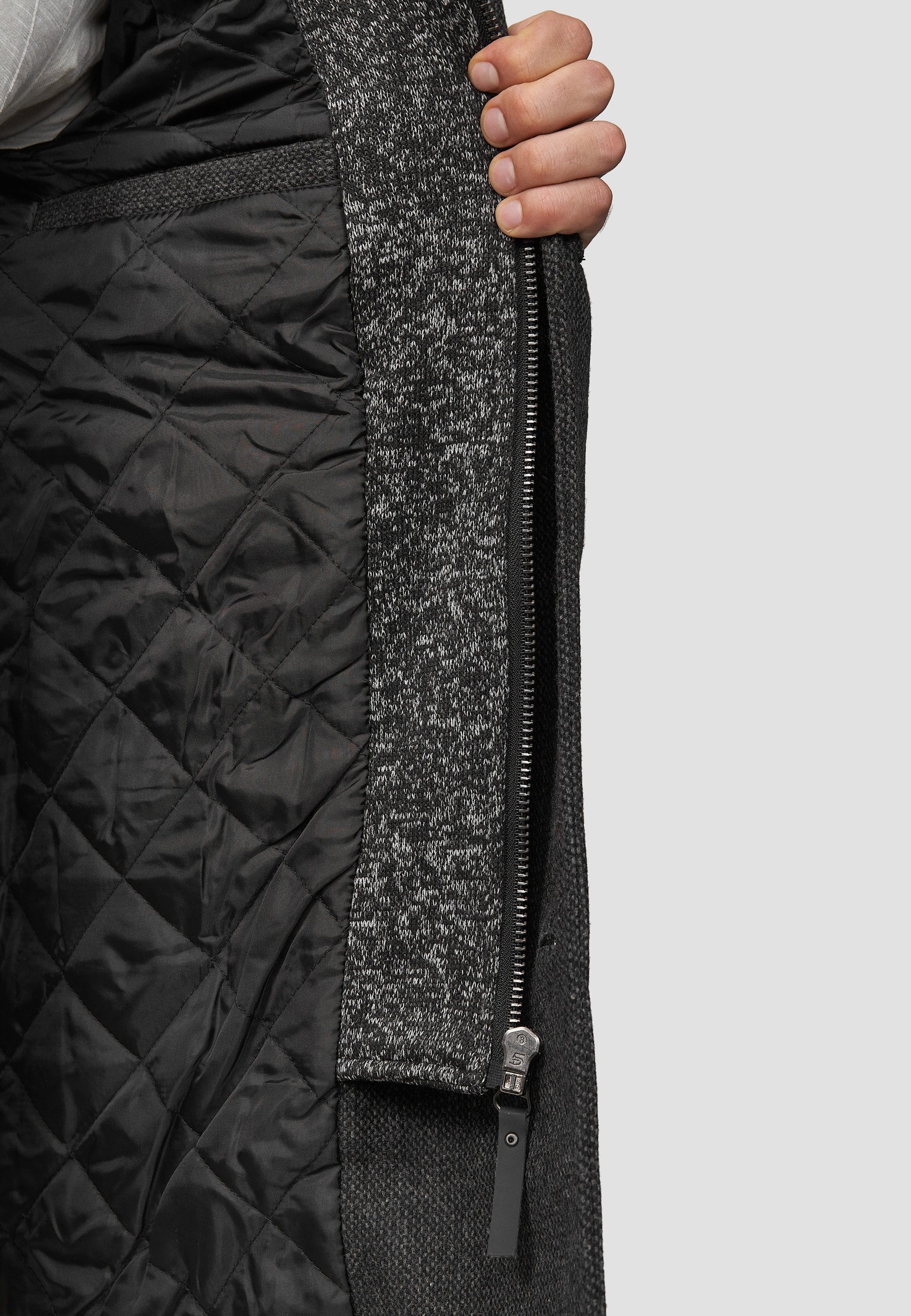 INDICODE JEANS Krátky kabát - čierna zmes