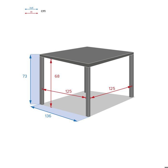 Table de jardin carrée 