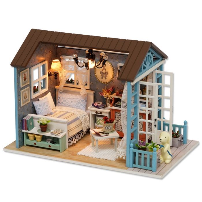 Casa de muñecas DIY, casa de muñecas miniatura hecha a mano, kit para casa de muñecas, regalo DIY perfecto