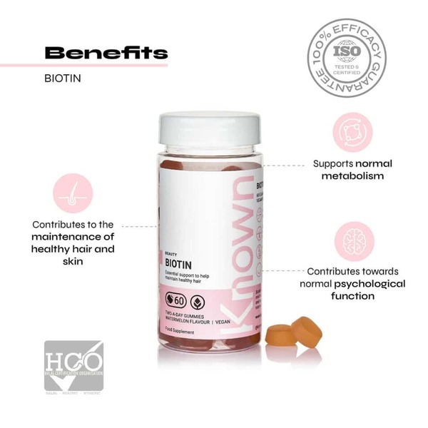 Known Nutrition Biotine Watermeloen Vegan Haargummies Supplement x 60