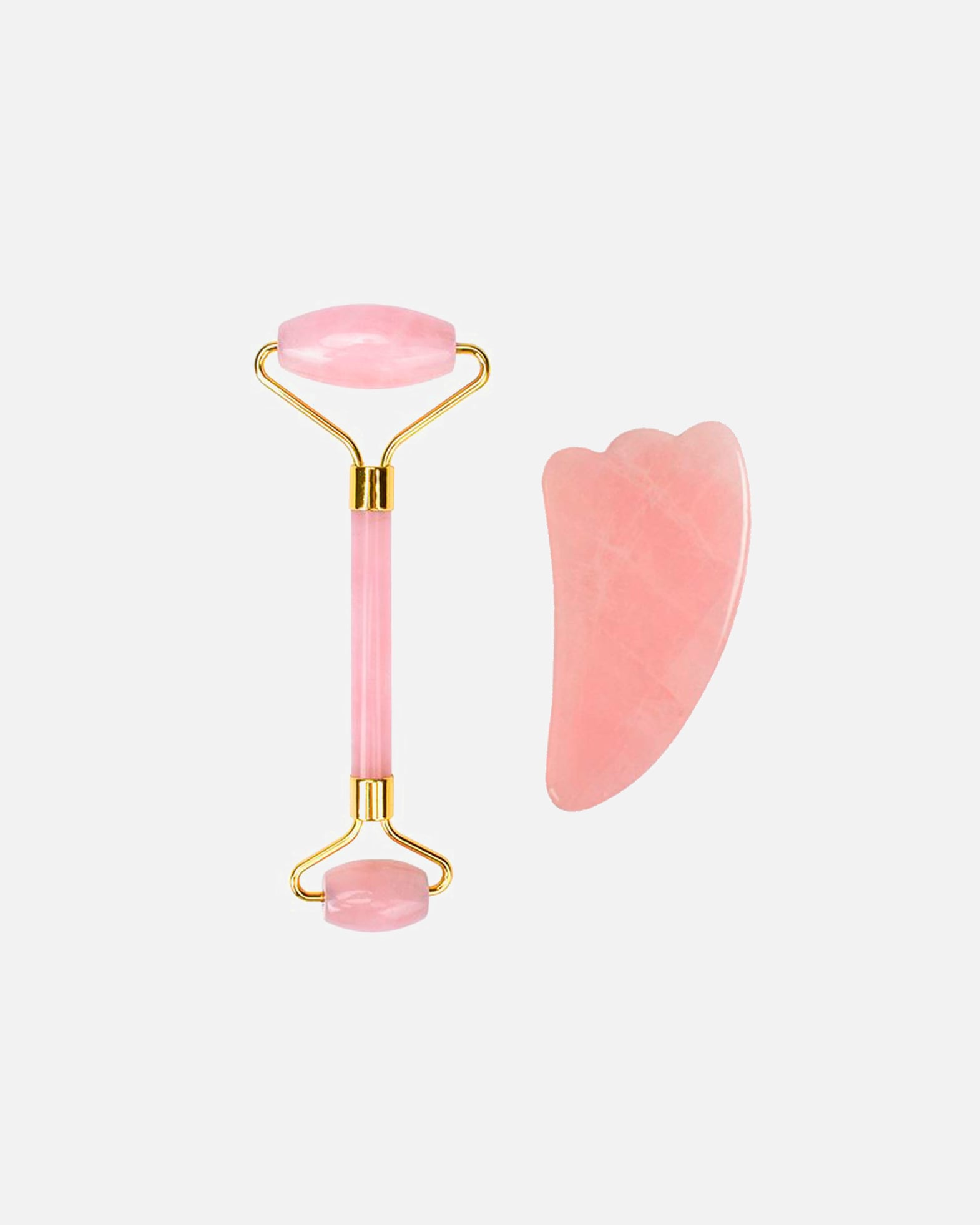UNIQ Gezichtsmassager met Jade Roller + Gua Sha Steen - Roze