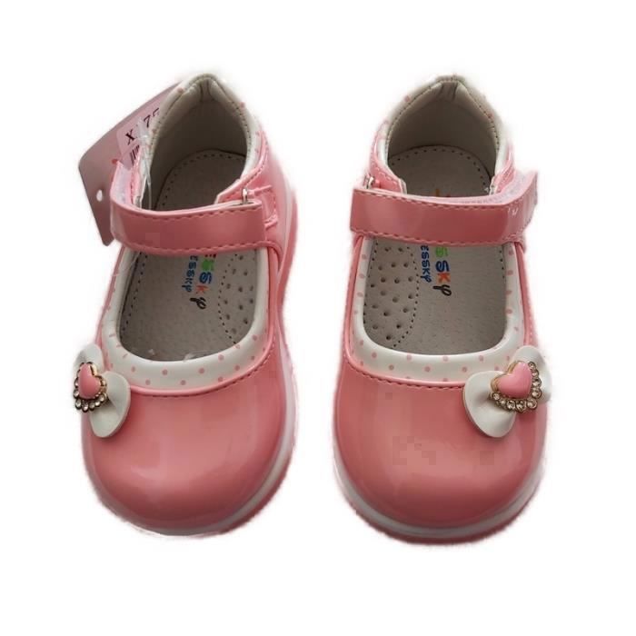 Zapatos - Bebé - Niña - Mary Janes - Zapatos tipo T - Piel - Charol - Rosa - Estampado de corazones - Tallas 21 a 26