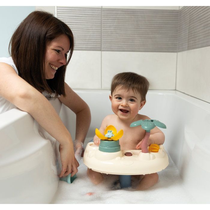 SMOBY - Little Smoby - Siège de Bain - 2 en 1 - Tablette d'Activités Réglable - Ventouses Incluses - dès 6 Mois - Fabriqué en France