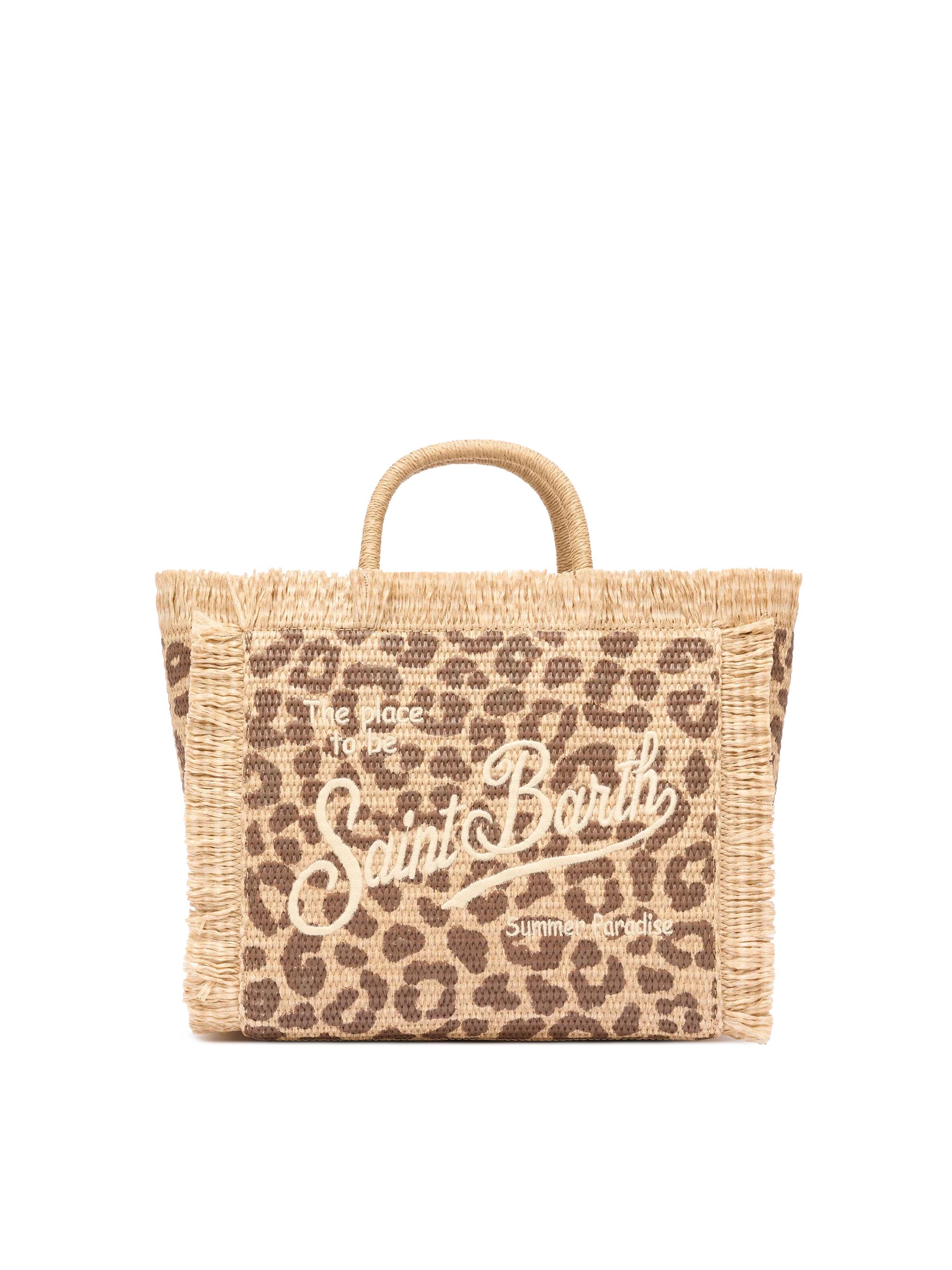 Borsa Colette effetto paglia con stampa animalier