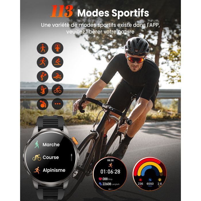 Reloj inteligente AIMIUVEI para hombre, batería de 1000 mAh/luz LED, pantalla AMOLED HD de 1,91