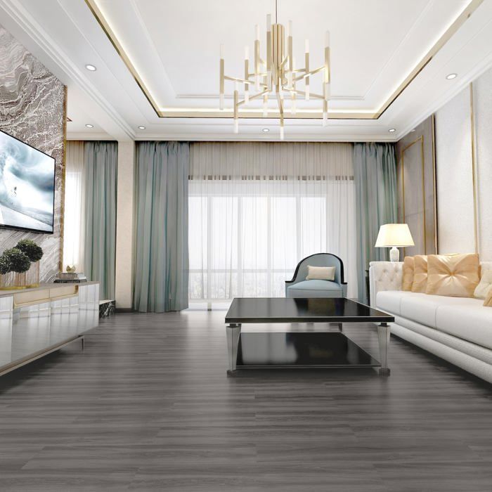 Suelo vinílico autoadhesivo de PVC LZQ con efecto madera, 18 piezas, 2,51 m² de baldosas vinílicas adhesivas, color roble gris oscuro.