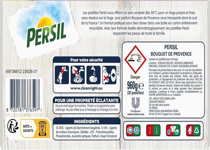 Bouquet de Provence Wasmiddeltabletten - 96 wasbeurten - dermatologisch getest en geschikt voor de gevoelige huid (verpakking van 3 x 32)