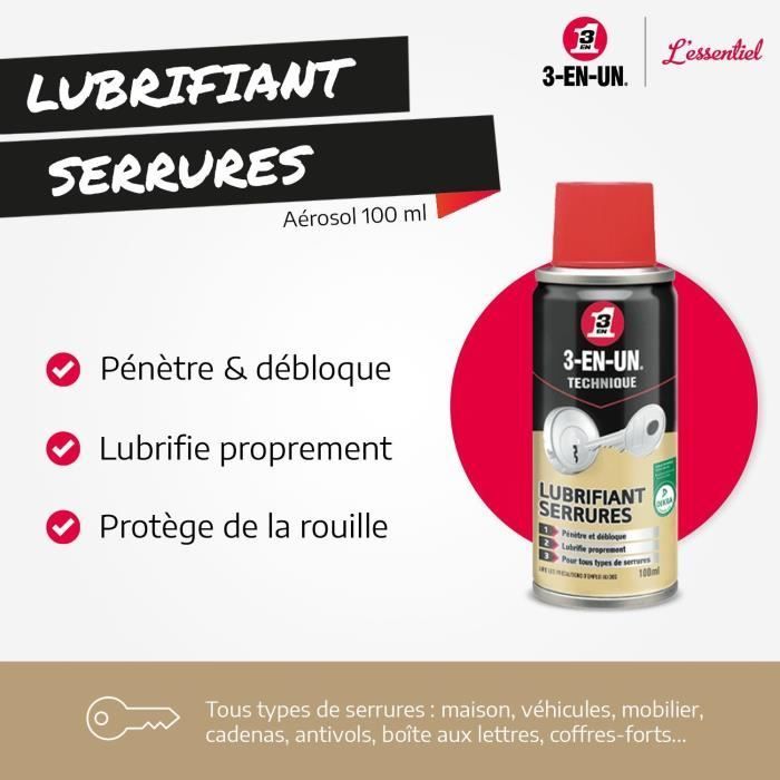 3-in-1-Technik-Schmiermittel für Schlösser, Aerosol – 100 ml