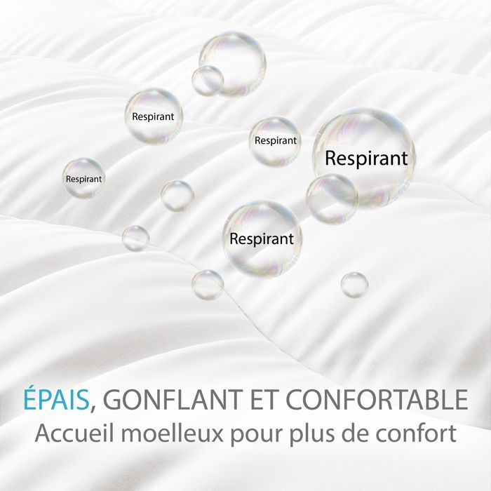 Cubrecolchón CASABEL Cloud de 140 x 190 cm en microfibra - Máximo confort - Suave, antiácaros, transpirable - para colchones dobles