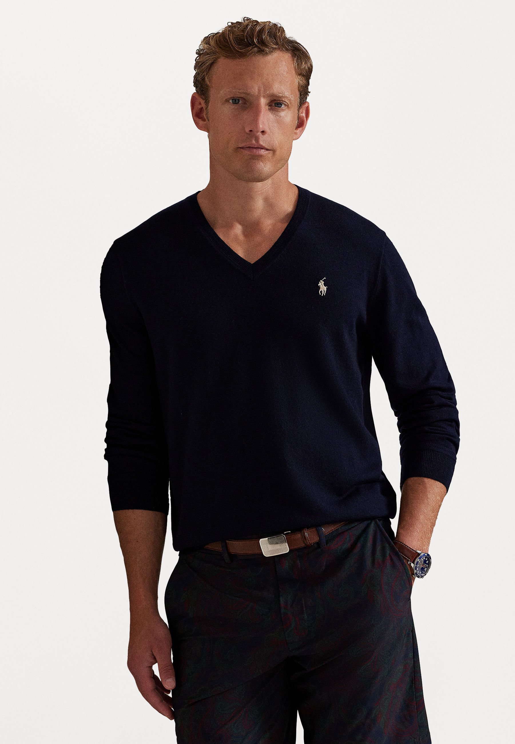 PERFORMANCE V-NECK SWEATER - Svetr - black/white