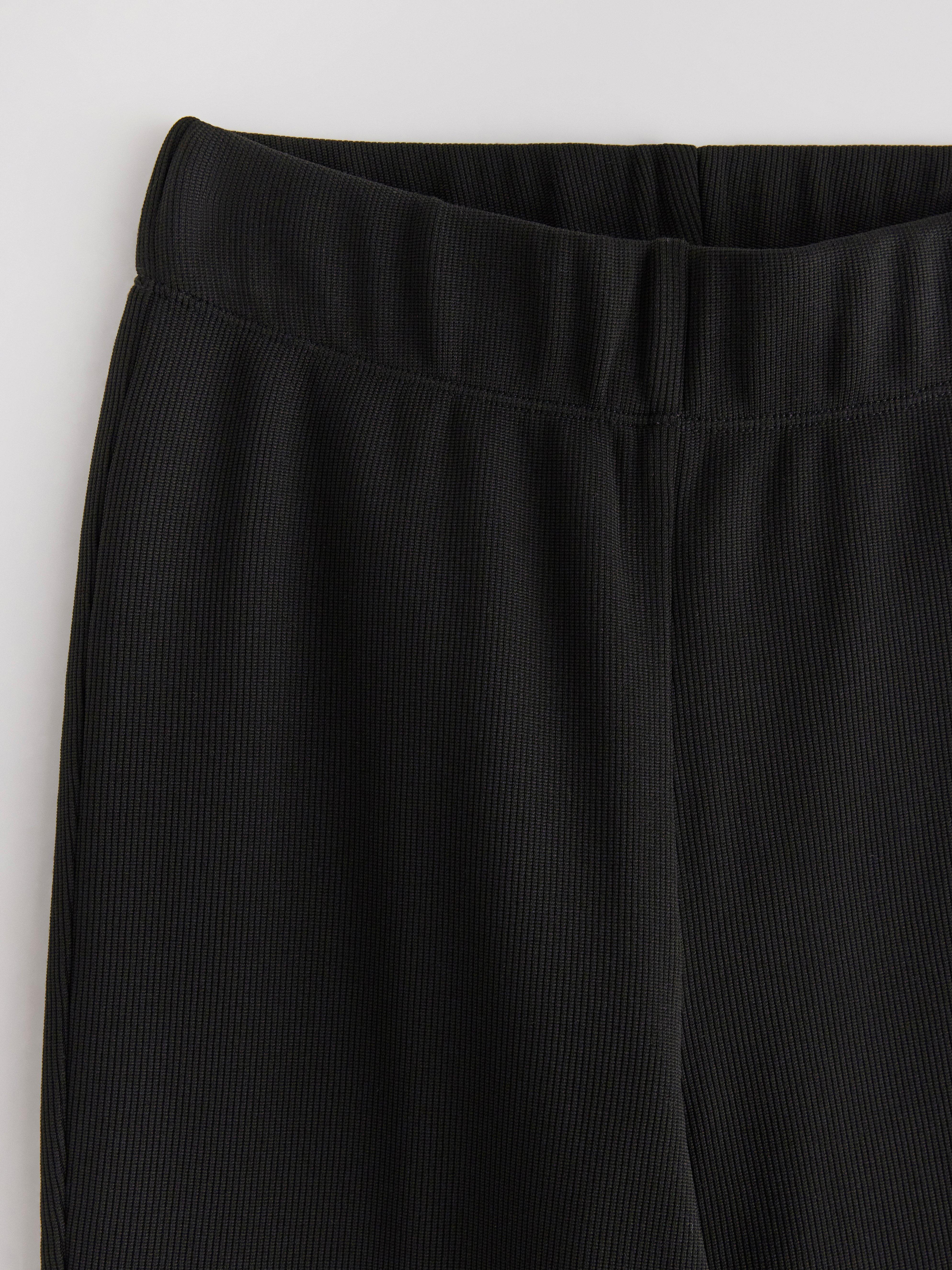 Leggings acanalados con interior cepillado negro