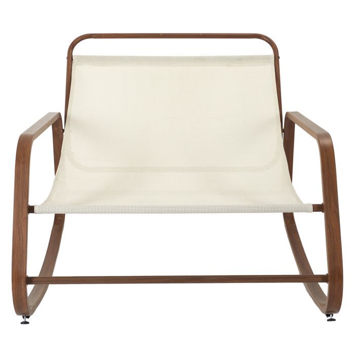 Fauteuil à Bascule - Home Deco Factory - Miami - Imitation Bois - Beige Et Marron