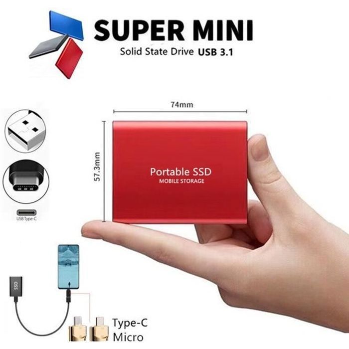 1TB Internal Type-C USB 3.1 SSD External Hard Drive for PC, Laptop, MacBook, Windows