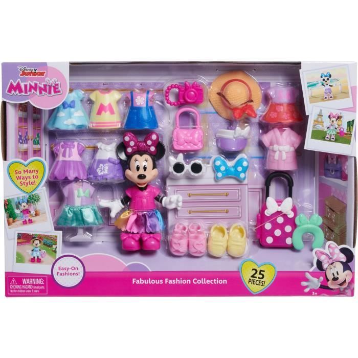 Puppenset – DISNEY MINNIE MAUS – Modeset – 15 cm große Minnie-Puppe, 25 Modeteile und Accessoires