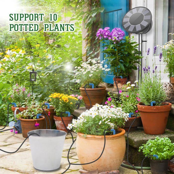 Kit Arrosage Automatique Solaire 2026 – Goutte à Goutte Programmateur 10M Tuyau – Plante Balcon Jardin Intérieur
