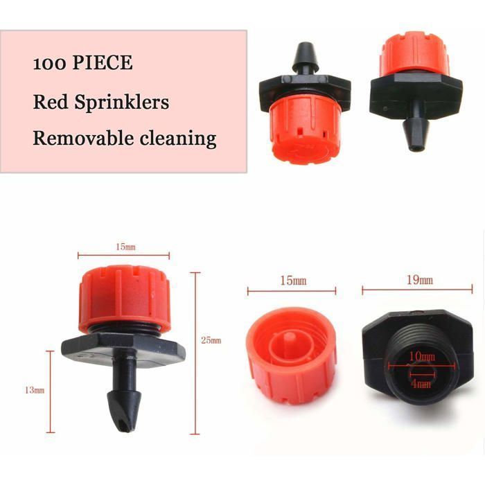 Goutteurs d'irrigation, 100pcs Arroseurs d'arrosage réglables Kits de système d'irrigation goutte à goutte Micro Flow Drip TUYAU