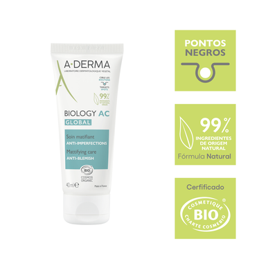 A-Derma Biology AC Global Mattifying Care Rosto Mattifying Cream Anti-imperfektioner 40 ml 40 ml