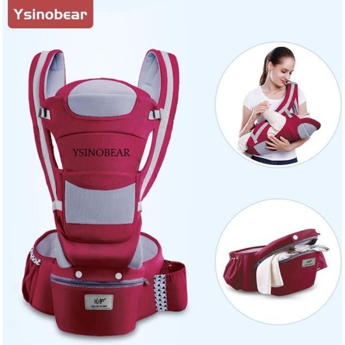 Marsupio YSINOBEAR 0-48 mesi, multifunzionale, per trasporto fronte e retro, ideale per i viaggi, con possibilità di trasporto incrociato sul davanti - Rosso