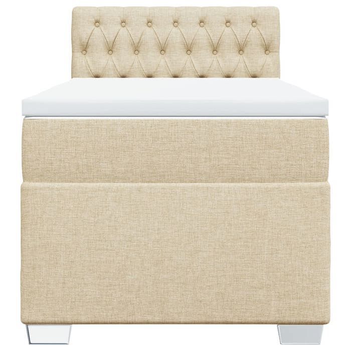 Struttura letto con materasso - Maison Exclusive - 80x200 cm - Tessuto color crema - Massimo relax