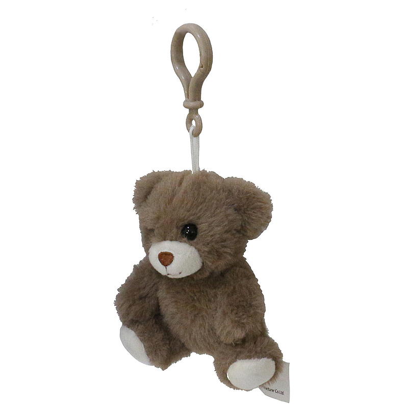Mini oso de peluche FunToys con clip, color marrón.