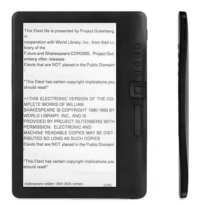 7-inch Color Screen E-reader, 8GB Storage, 512MB RAM, 2500mAh Battery, Music & Video Playback, Portable, Ideal for Reading, Black