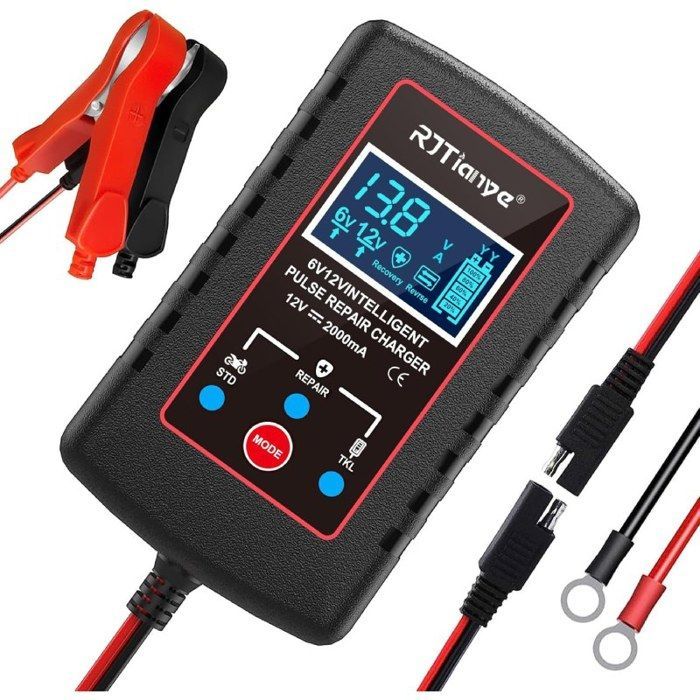 Cargador de batería inteligente de 12 V y 6 A para coche, motocicleta y camión, con pantalla LCD y 3 modos de carga.