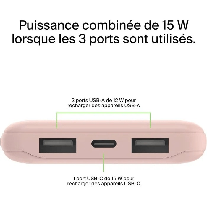 Bateria externa - BELKIN - 10.000 mAh - Rosa
