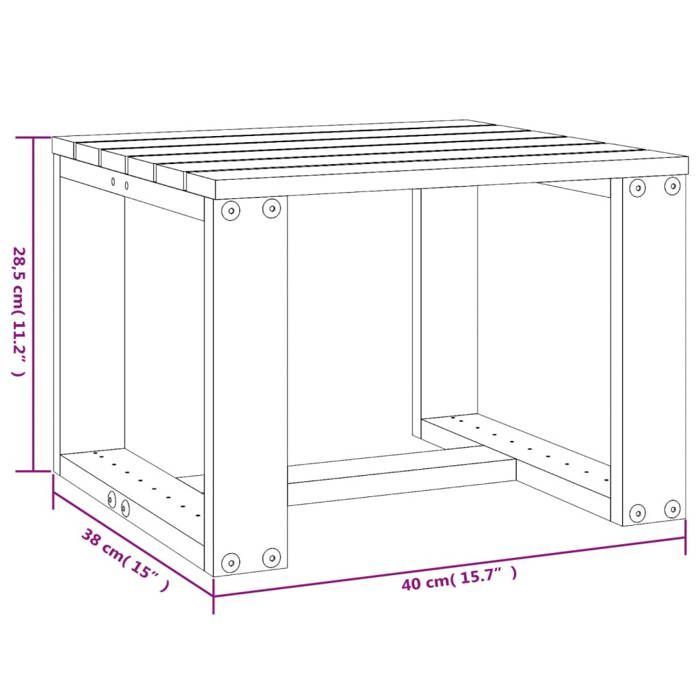 vidaXL Table d'Appoint de Jardin, Table Basse Rectangulaire, Meuble de Jardin Terrasse Patio Balcon, Scandinave, Bois Massif 825079