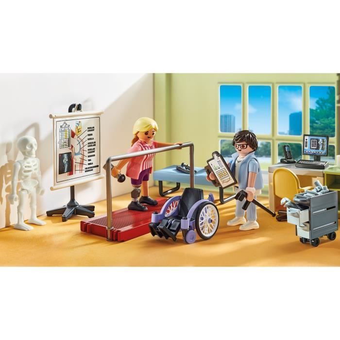 PLAYMOBIL 71617 Atelier de kinésithérapie, L'hôpital, Action Heroes, 69 pièces, Dès 4 ans