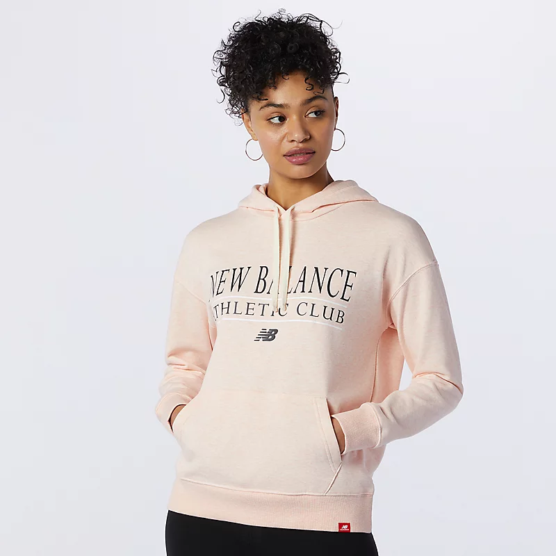 NB Essentials Athletic Club Damen-Hoodie - Austernrosa meliert