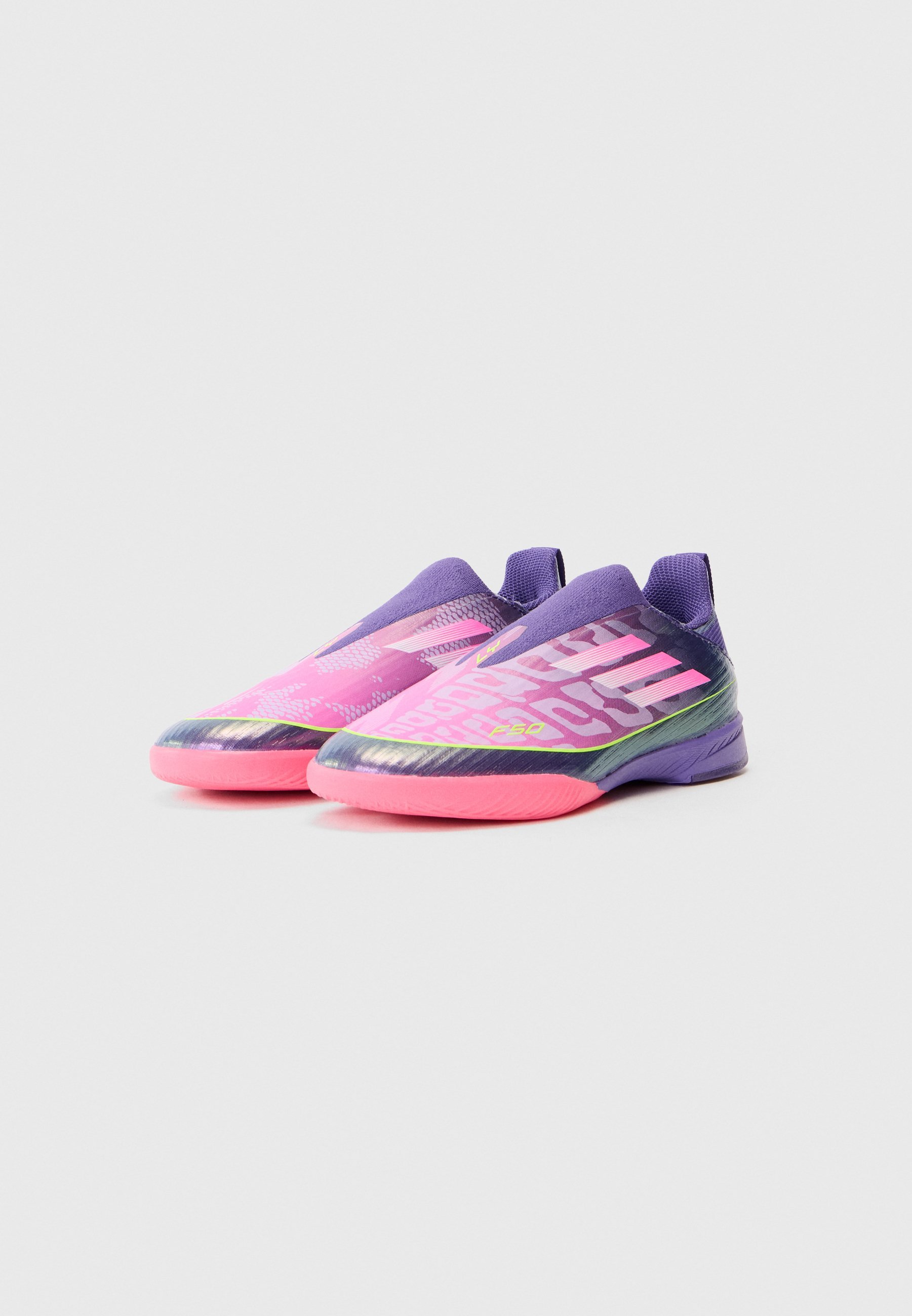 Chuteiras de futsal adidas Performance F50 LAMINE YAMAL LEAGUE - Cor: roxo/branco/limão claro