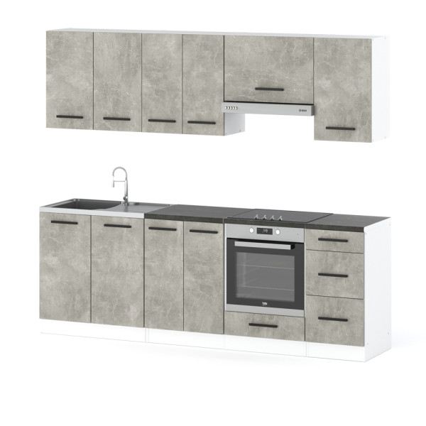 Meble kuchenne zestaw mokka plus 2.4m nowoczesny beton
