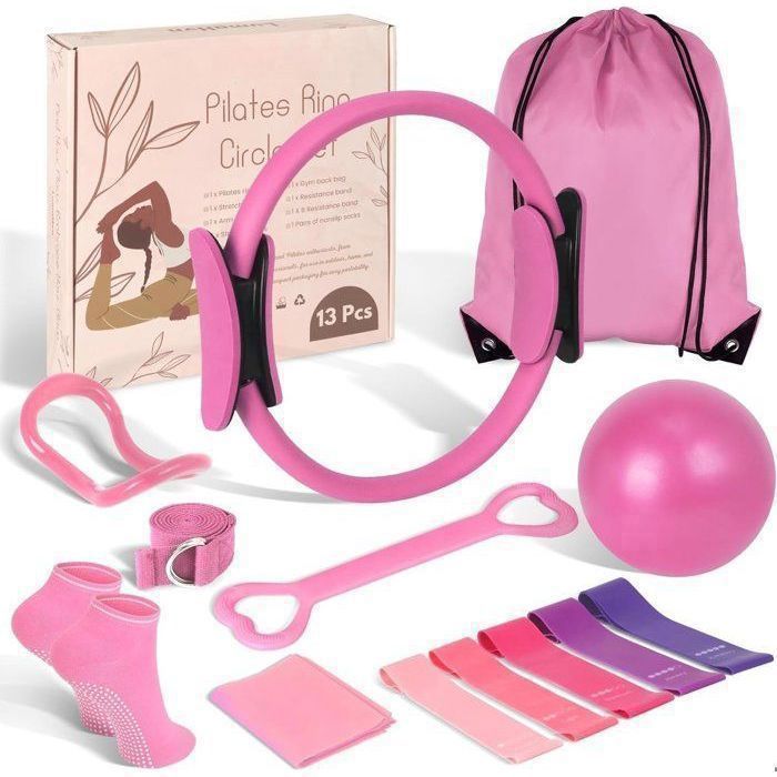 Kit de Pilates Fitness - 13 piezas - Morado - Resistencia - Principiante - Compacto