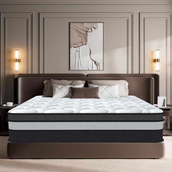 Colchón de 140x200 cm, 30 cm de grosor, de muelles ensacados con espuma viscoelástica, 10 zonas de confort, firmeza media, transpirable.