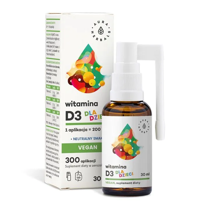 Aura Herbals Witamina D3 Vegan dla Dzieci, Aerozol