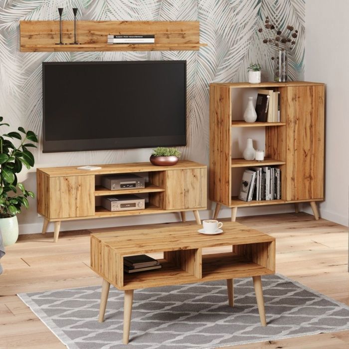 Mesa de centro escandinava en roble Wotan con patas de madera – 90 x 50 x 55 cm – SANDI