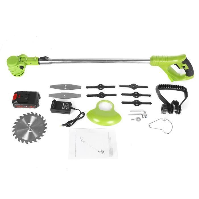 Decespugliatore telescopico da 650 W e 18000 giri/min con portata di 37 cm + batteria da 2000 mAh + caricabatterie UE + 8 lame