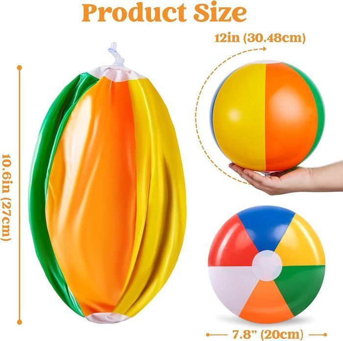Ballons de plage arc-en-ciel (paquet de 12), jouets de piscine gonflables de 12 pouces pour jeux d'eau d'été, ensemble combiné d
