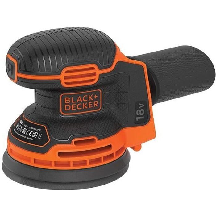 Ponceuse excentrique sans fil - BLACK+DECKER - BDCROS18N-XJ - 18V - 125mm - avec 3 abrasifs - sans batterie