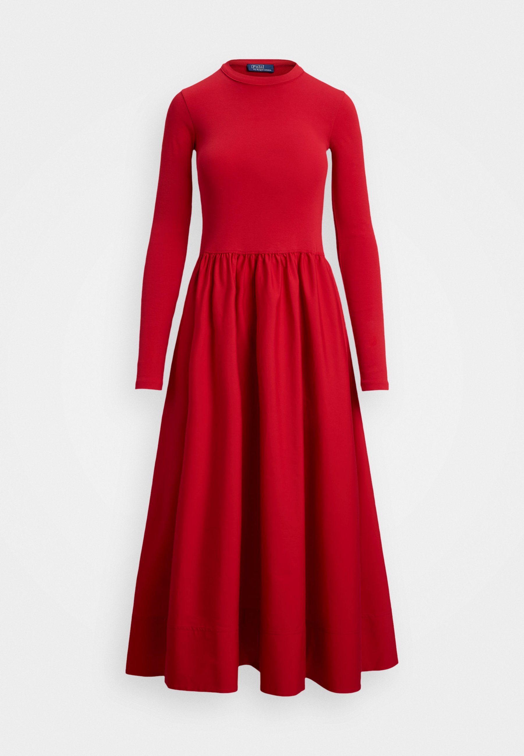 Polo Ralph Lauren Baumwollkleid mit langen Ärmeln – Tageskleid – rot