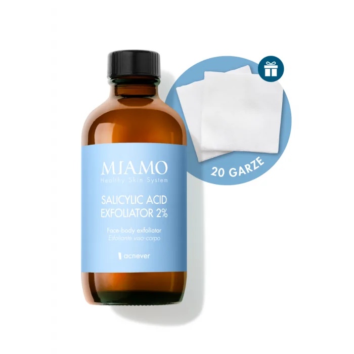 MIAMO Miamo Acnever Loción Exfoliante con Ácido Salicílico al 2% y Gasa Exfoliante
