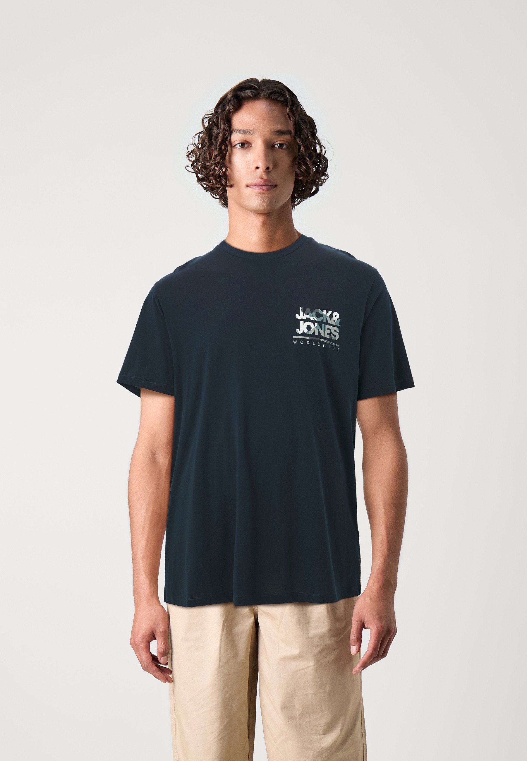 Jack & Jones JJLUKE PLUS TEE PACK - T-shirt stampata - blu goblin/bianco/nero/verde acqua/blu navy blazer