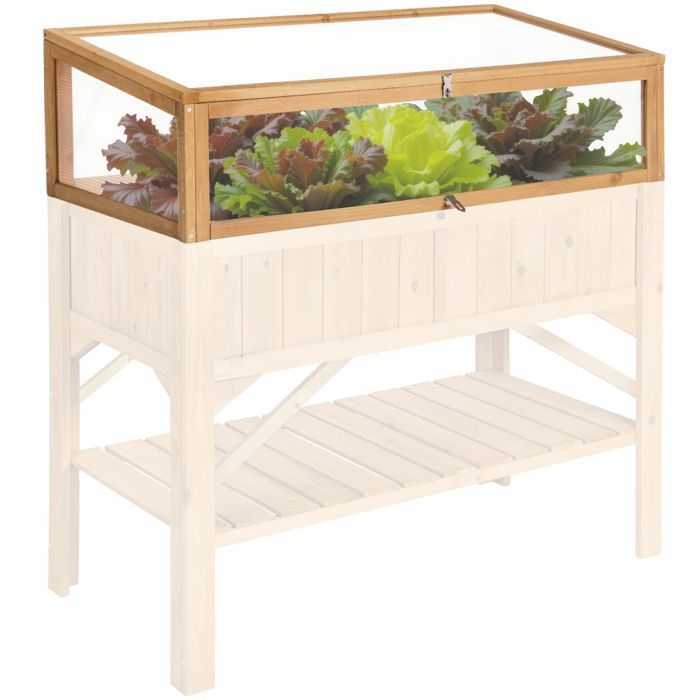Raised garden bed - TECTAKE - Garden greenhouse for raised garden beds made of wood and polycarbonate, 115 cm x 53 cm x 34 cm