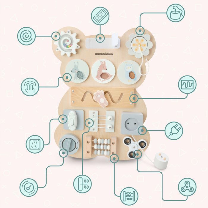 Tavolo multi-gioco - Tavolo sensoriale Montessori in legno - MAMABRUM - Mamabrum - Forma di orso - Abilità motorie fini