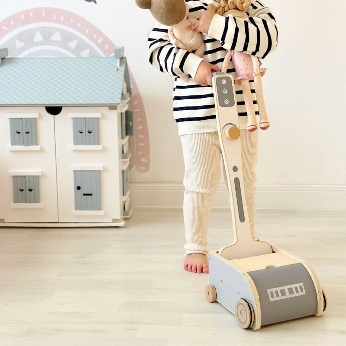 Pretend Play Wooden Toy - Mamabrum Wooden Vacuum Cleaner for Children 3+ Cleaning Toy with Accessories - Role Play - Creative Toy