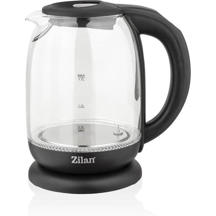 Zilan Glass Kettle with Digital and LED Display, 1.7L, 5 Temperature Settings, 2200W