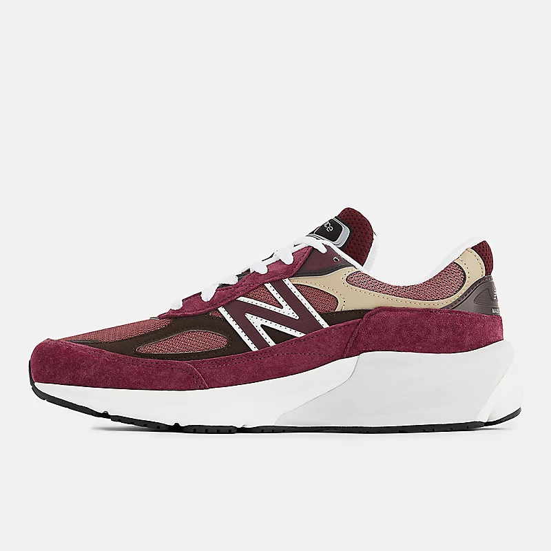 Unisex Wyprodukowano w USA 990v6 - Burgundowy z brązowym
