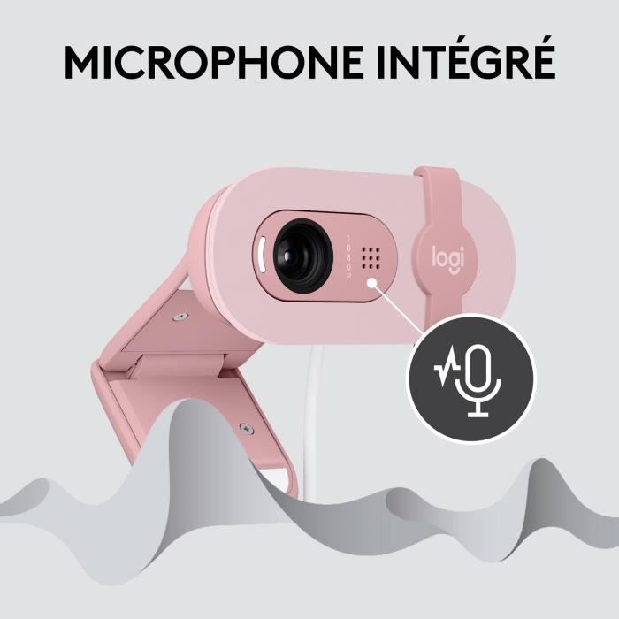 Cámara web - Full HD 1080p - Logitech - Brio 100 - Micrófono integrado - Rosa