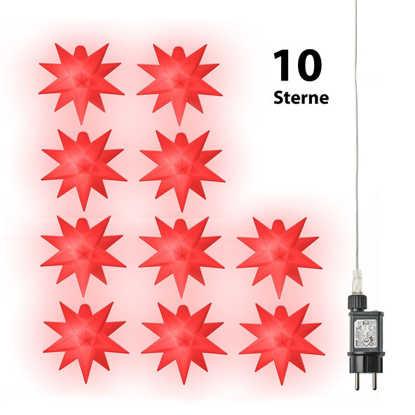 10 LED-tähtivalosarjaa, punainen