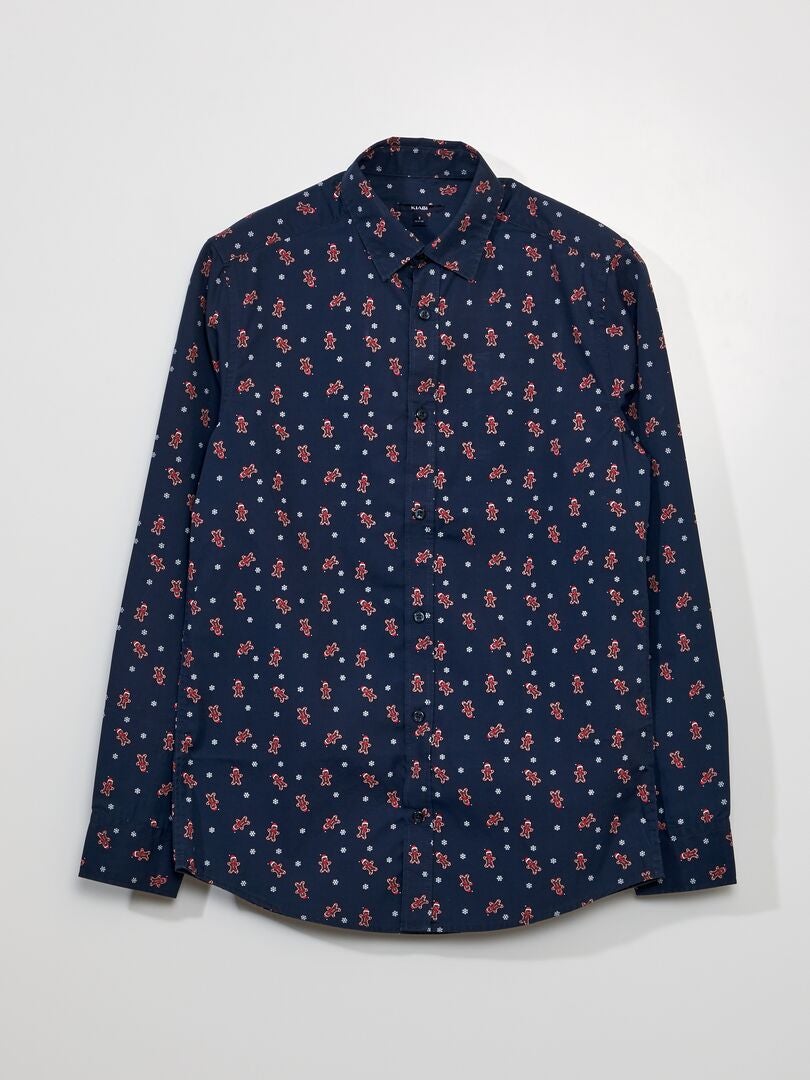 Kerstshirt met patroon - BLAUW